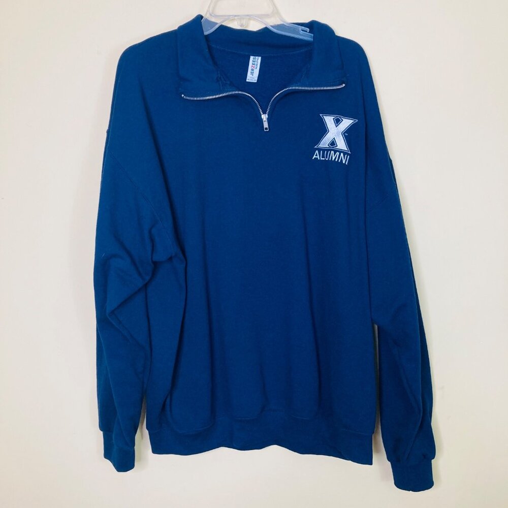 Jerzees Sweatshirt 2XL Xavier University Alumni Musketeers Navy Blue 1/4 Zip
